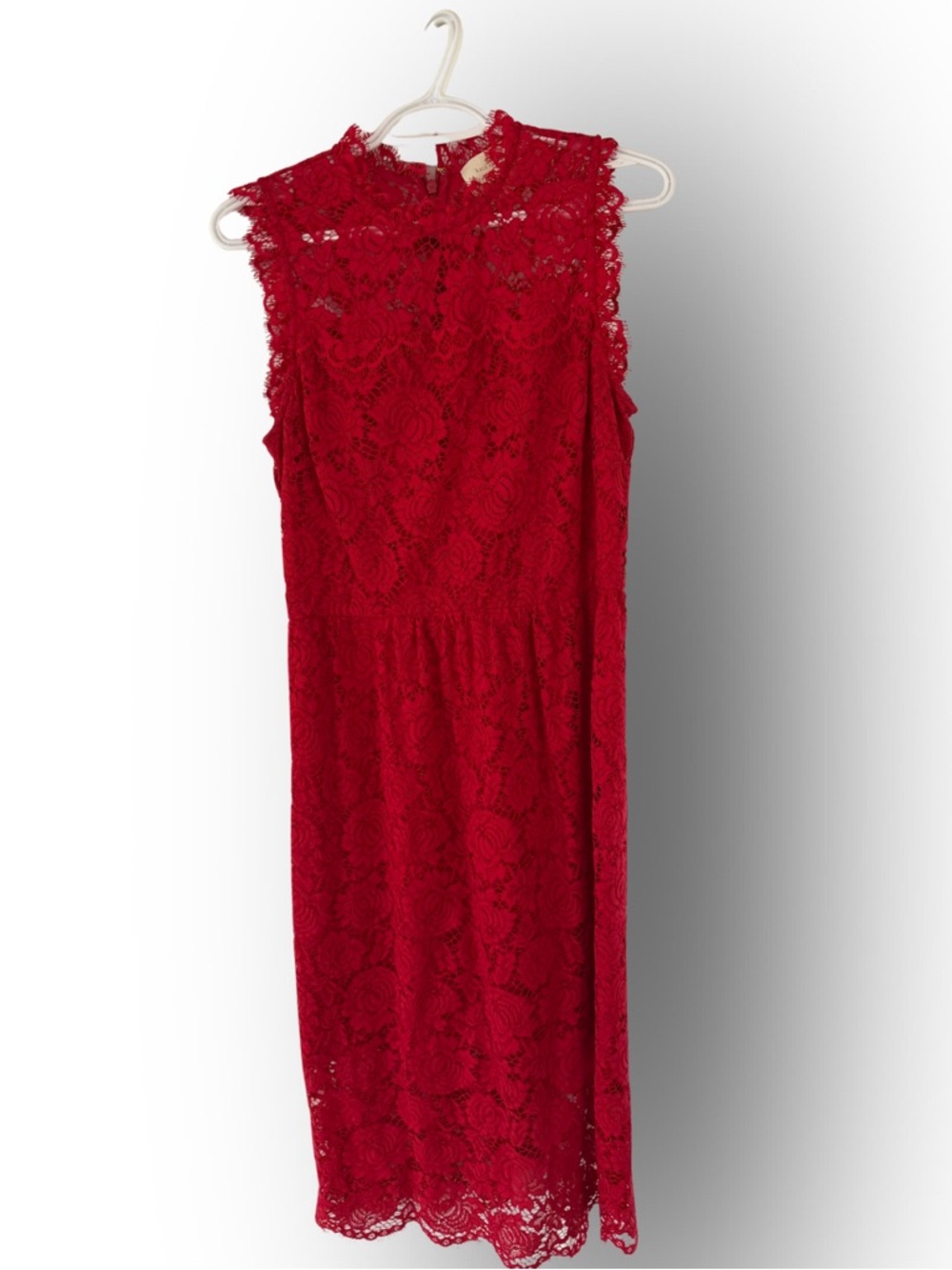 Kate Spade Red Lace Midi Dress | Elegant High Neck | Occasion Dress | Size 8